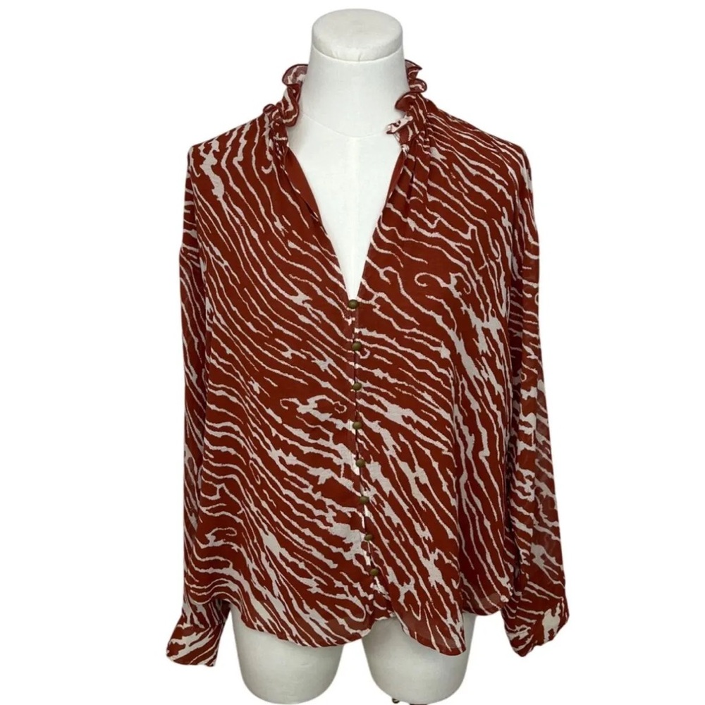 Anthropologie Pattern Long Sleeve Blouse